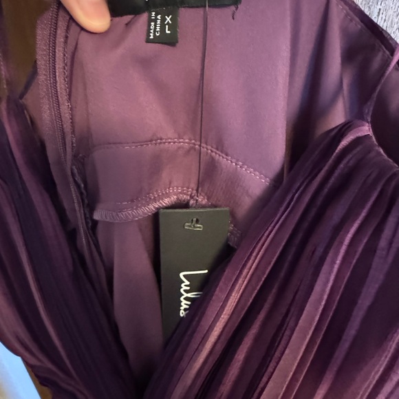 Lulu's Strapless Pleated Evening Dress in Purple and Magenta - Picture 3 of 4